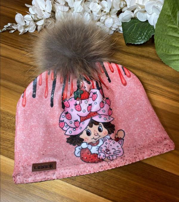 Tuque adulte fraise style velours